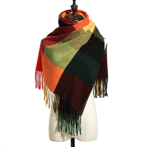 Plaid shawl elegant socialite style